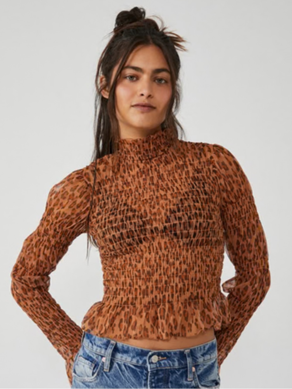 NWT Free People Hello There Smocked Top L